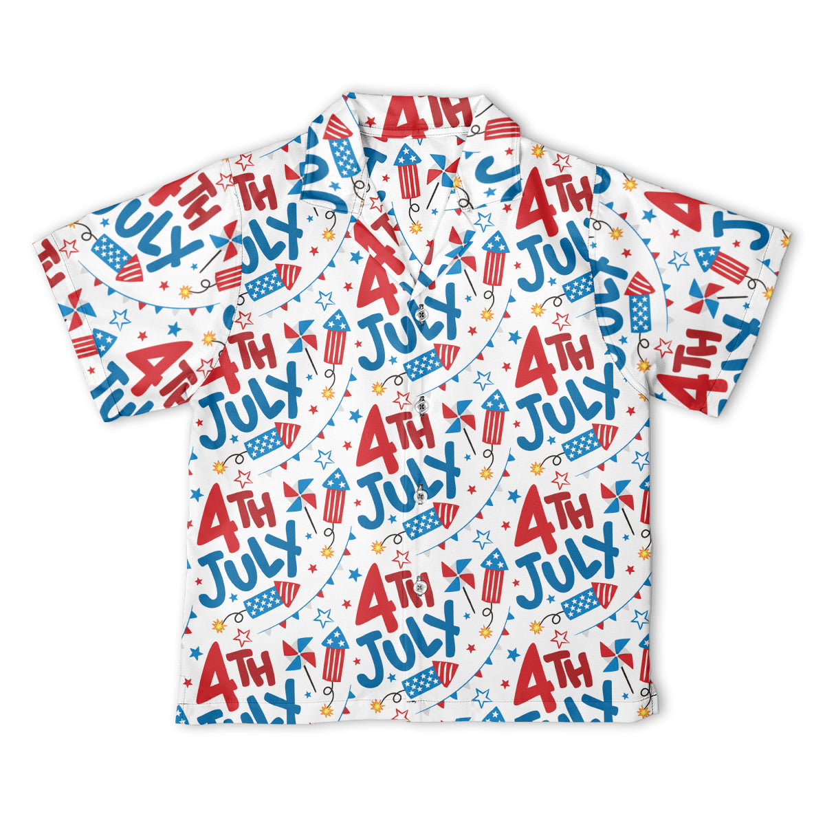 Happy Of July Pattern Youth Short Sleeve Hawaii Shirt Ha78421