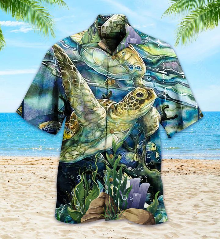 Turtle Fish Coral Blue Hawaii Shirt Ha3127