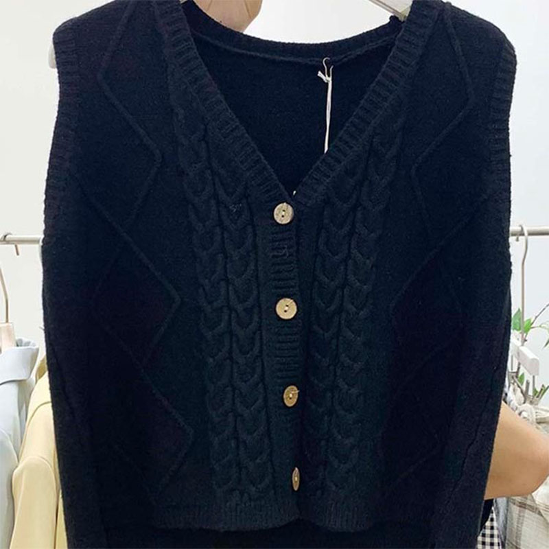 Women Vest Cardigan Sweater Vest Loose Knitted Vest Sweater for Women Loose Solid Sleeveless Sweaters Autumn and Winter alx