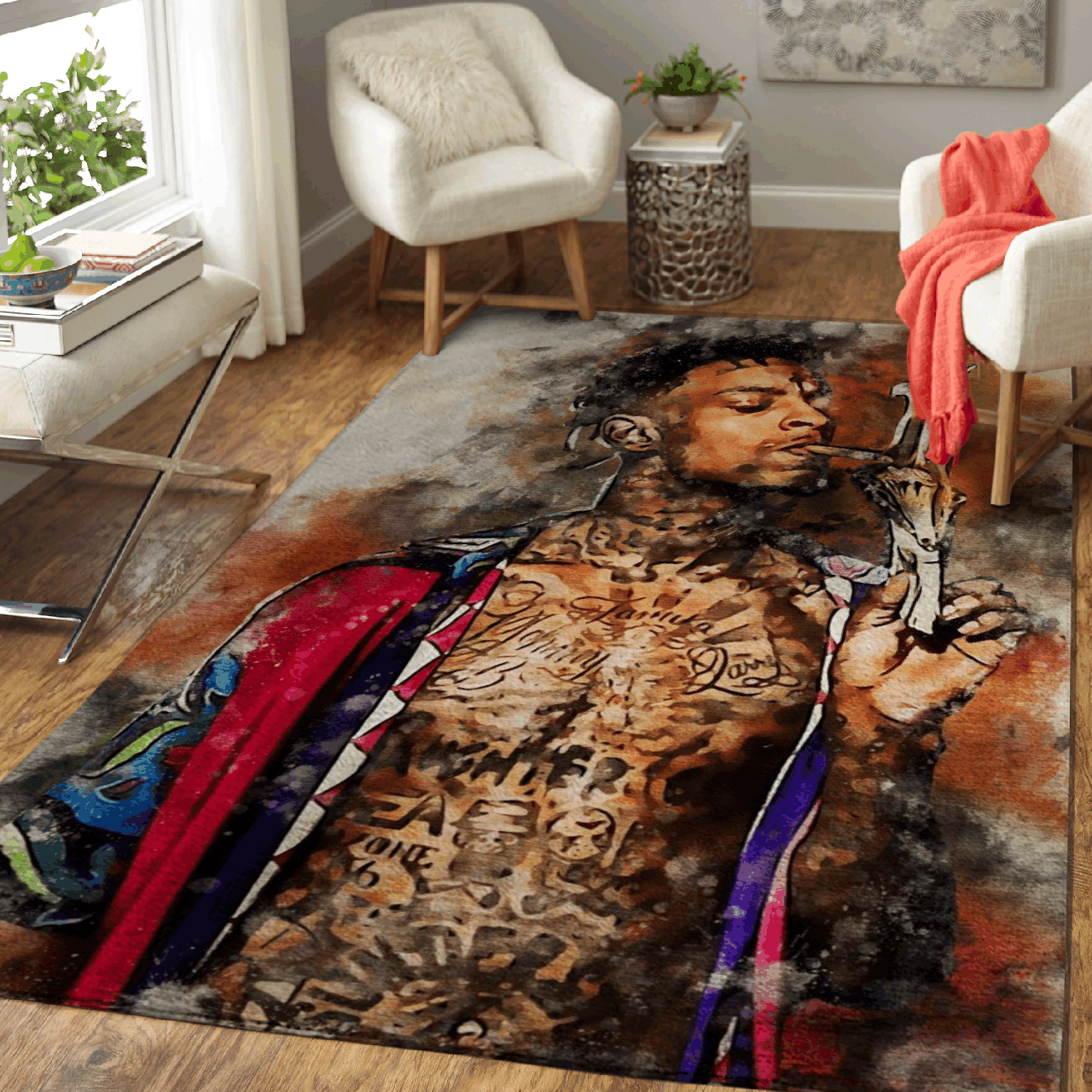 21 SAVAGE – Rapper Music World Art For Fans Area Rug Carpet