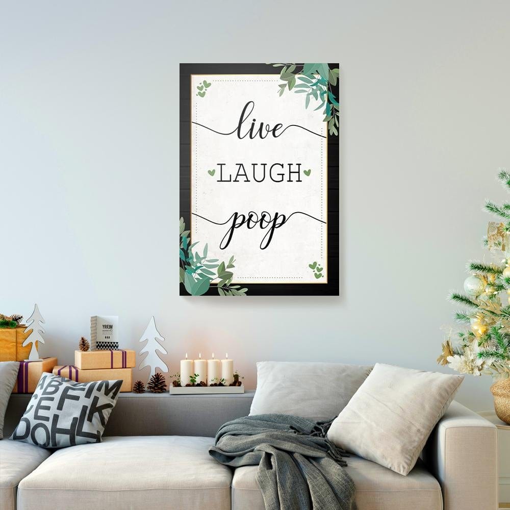 Canvas Prints Live Laugh Poop Vintage Full Printing Bathroom Canvas Wall Art Home Decoration