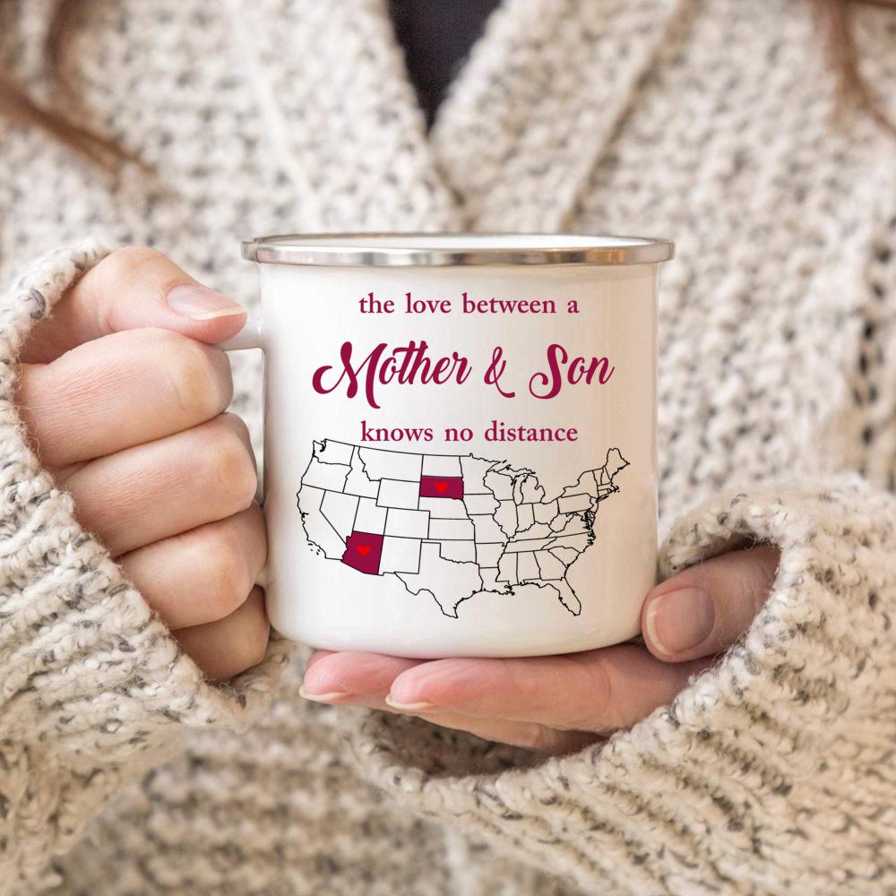 Arizona South Dakota – The Love Between Mother And Son Knows No Distance, I Love Mom! Mother’s Day Gift From Son, 11oz, 15oz Ceramic Mug, 12oz Campfire Mug