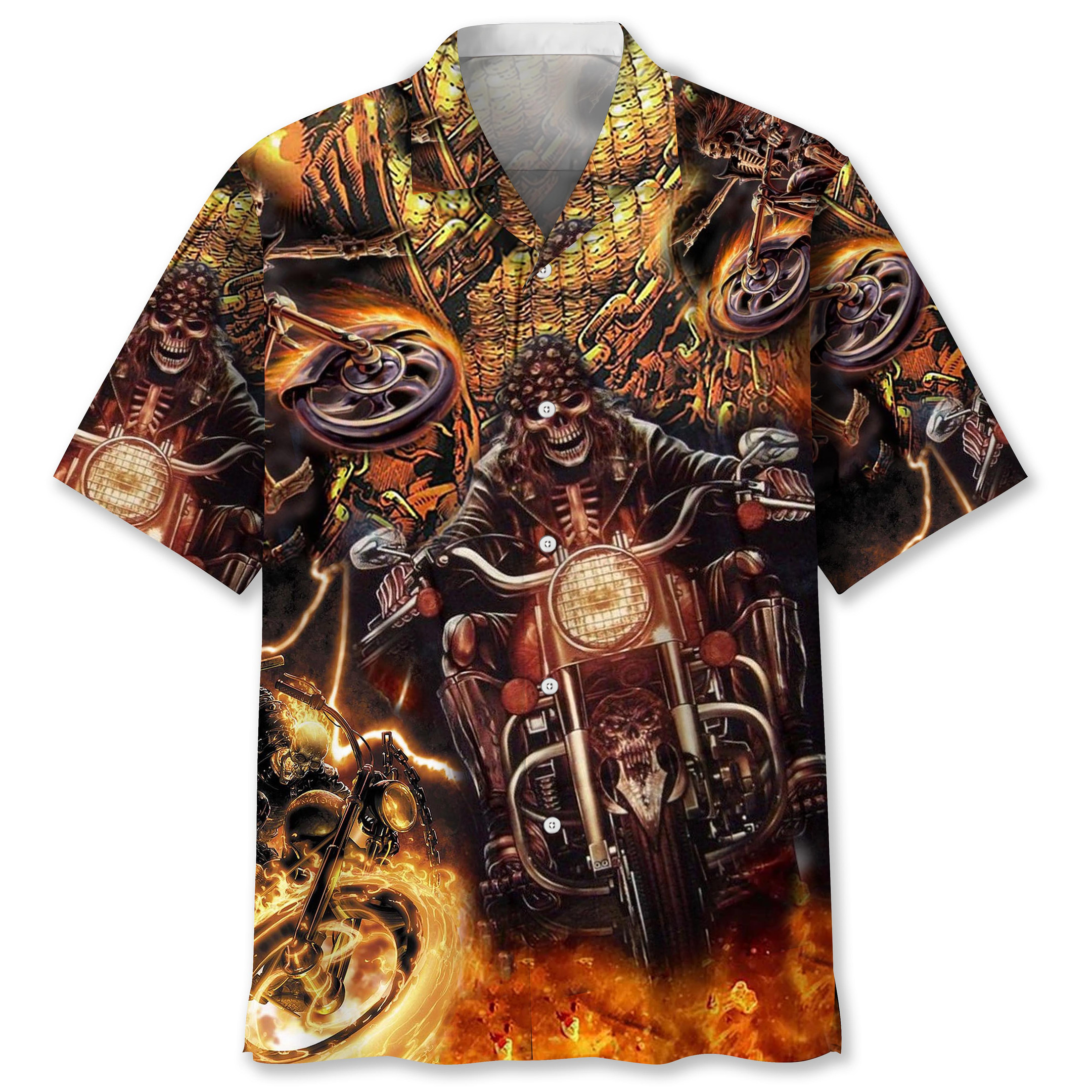 Motorcycle Skull Hawaii Shirt Ha26020