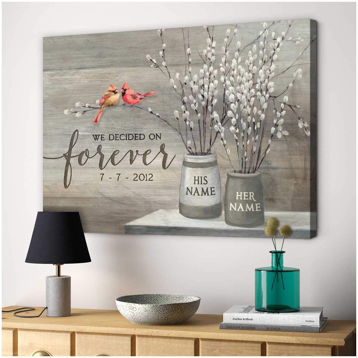 Personalized Couple Cardinal Canvas And Poster, Wall Decor, Canvas Instructure Wall Art – Gift For Couple – Gift For Her – Gift For Him
