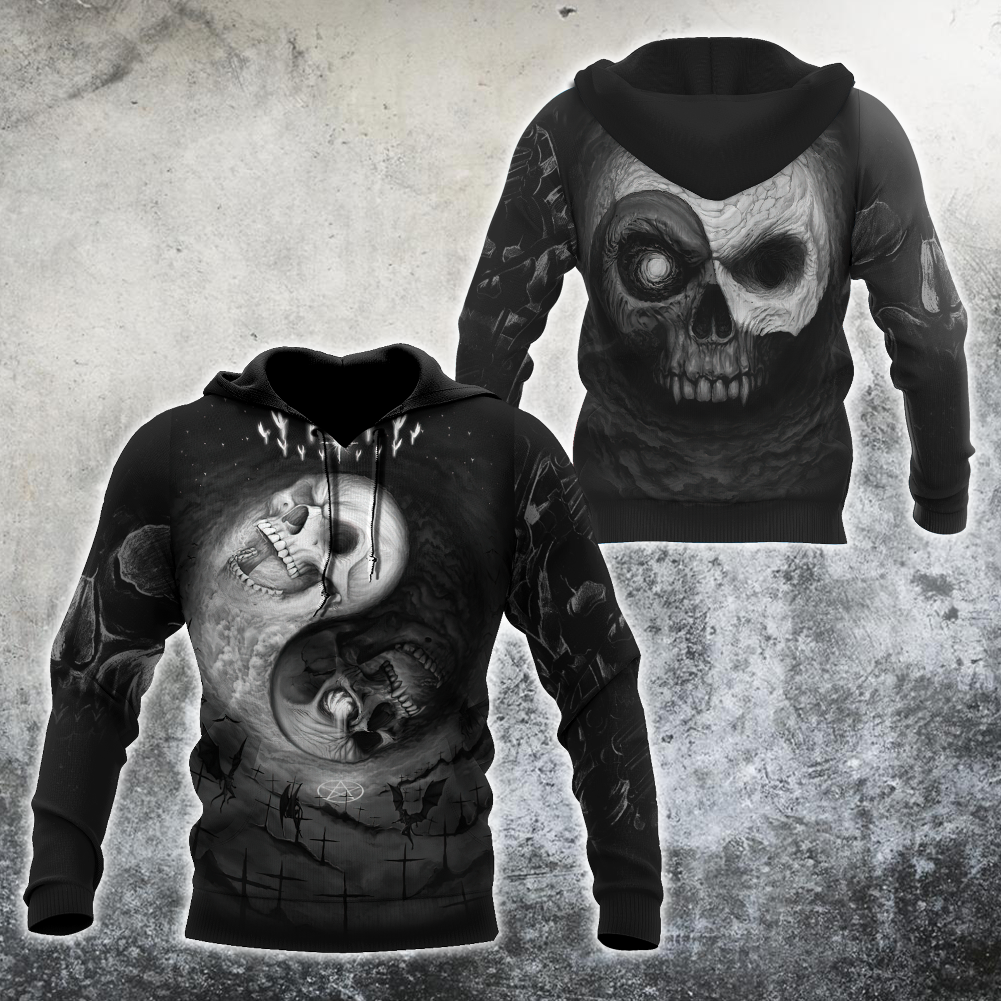 Yin Yang Skull Hoodie For Men And Women MH25012102