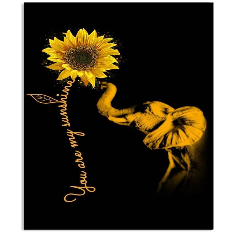 Sunfower You Are My Sunshine Unique Custom Design For Elephant Lovers Vertical Poster