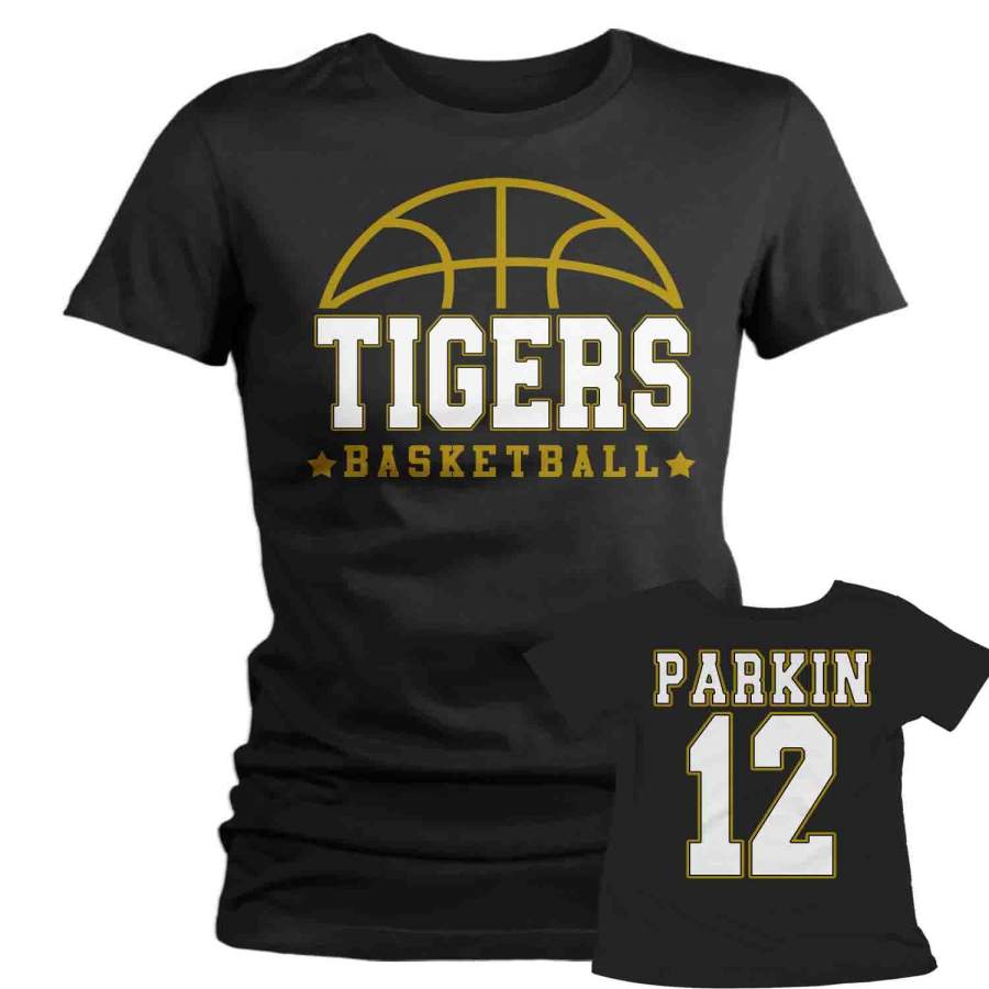 Women’s Personalized Basketball T Shirt Custom Basketball Mom Shirt Personalized Basketball Rear Printed Custom Shirts