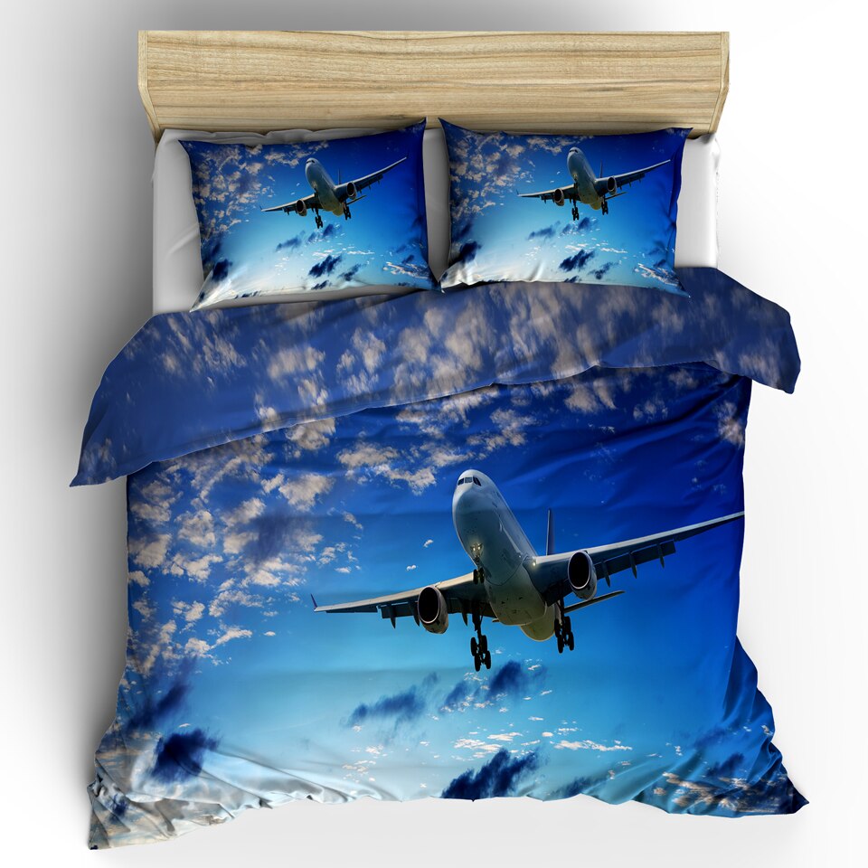 3D Airplane Bedding Set Single Double Queen King Size Bed Linen Bedspreads Nordic Child Duvet Cover Set Pillowcase Home Decor