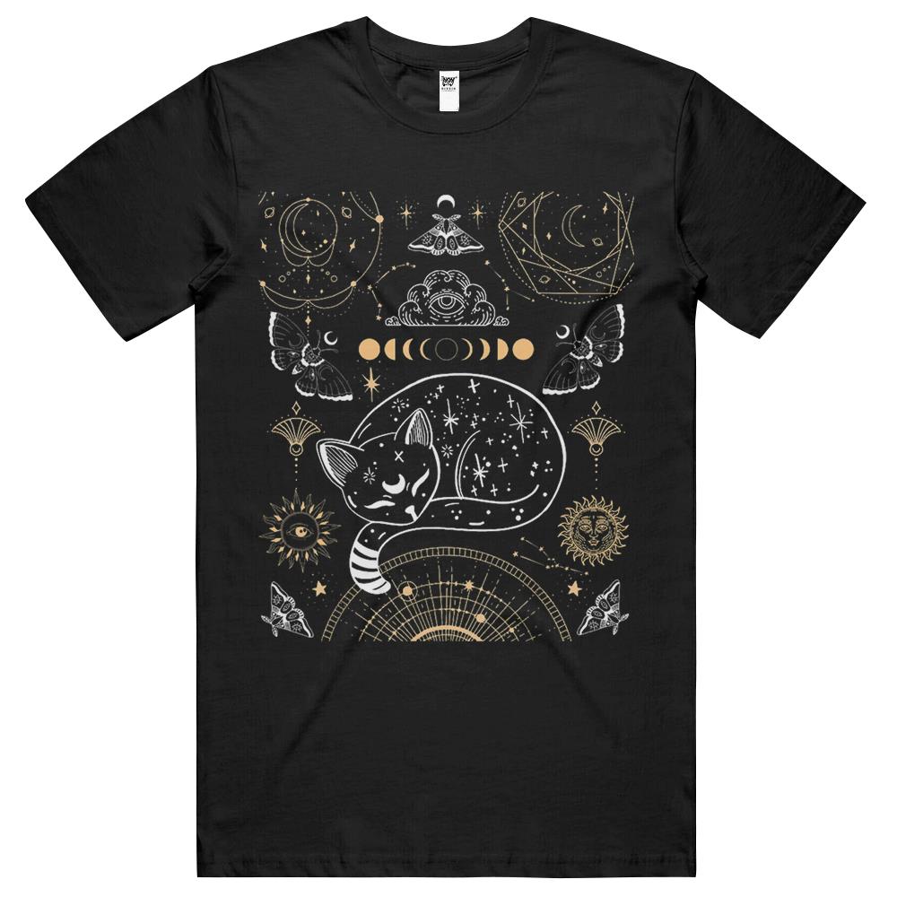 Cat Luna Moth Moon Phases Dark Academia Aesthetic Occult T Shirts