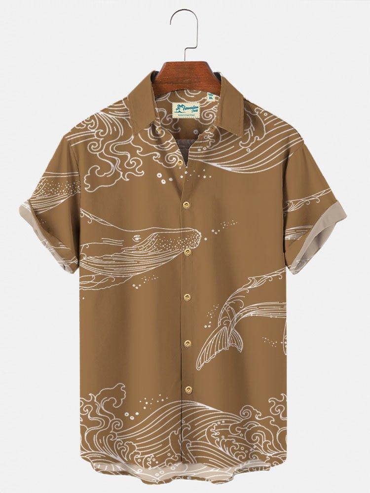 Men’S Ocean Whale Summer Holiday Casual Hawaiian Shirt