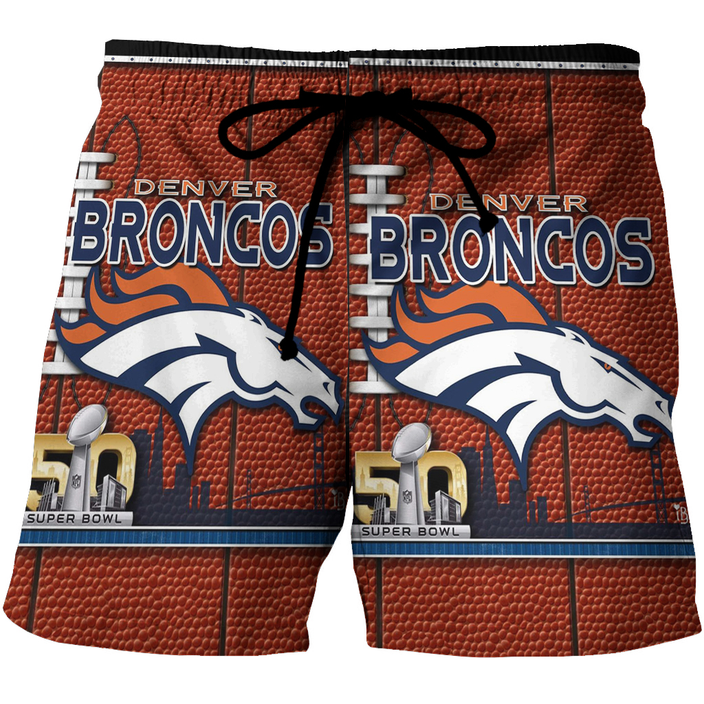 Denver Broncos Emblem V24 3D All Over Print Summer Beach Hawaiian Short