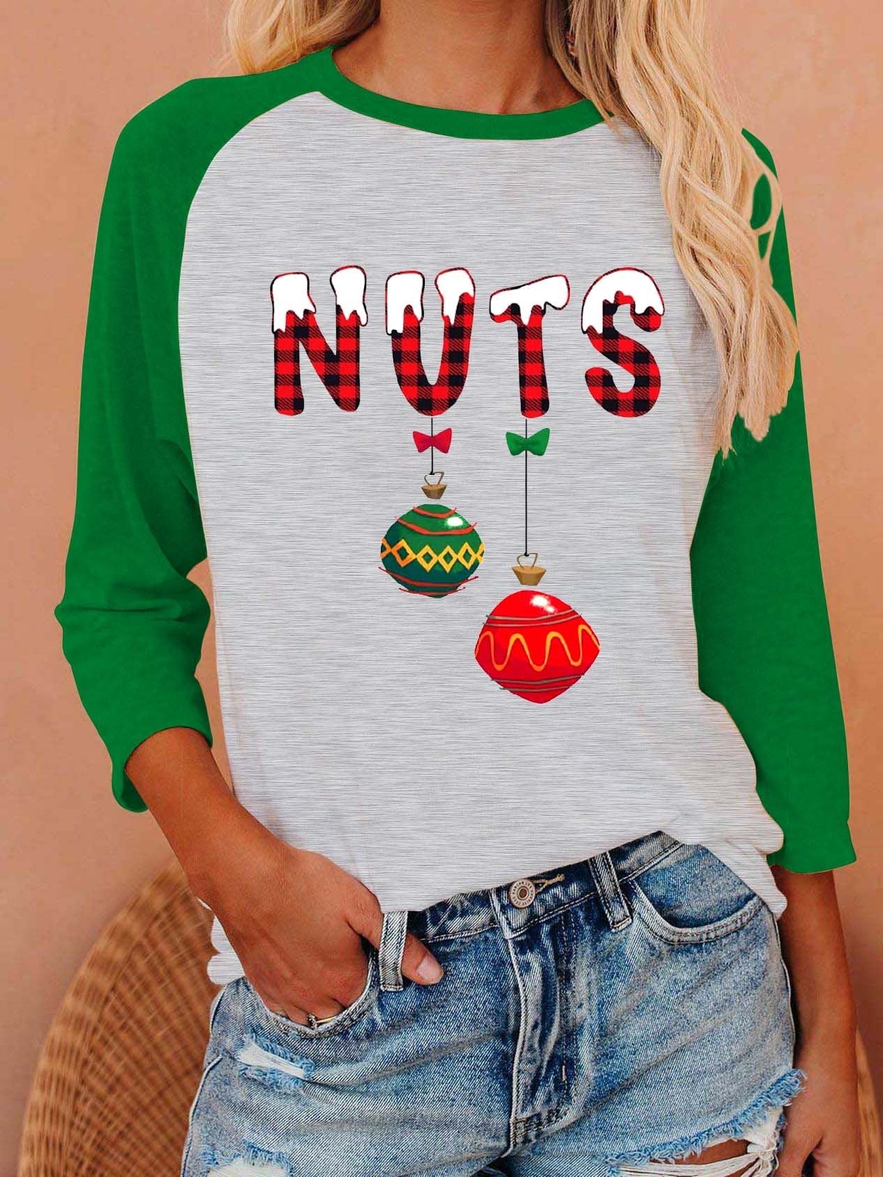 Women Chest Nuts Christmas Long Sleeve T-Shirt