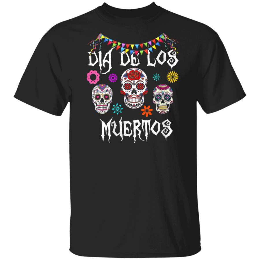 Womens Dia De Los Muertos Hanging Mariachi Sugar Skulls Skeleton V Neck T Shirt