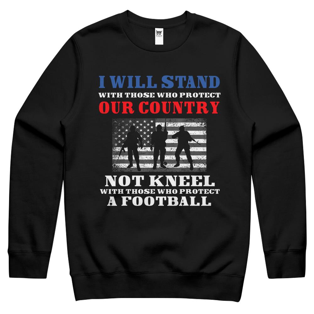 Distressed I Don T Kneel I Stand For The Us Flag Crewneck Sweatshirt