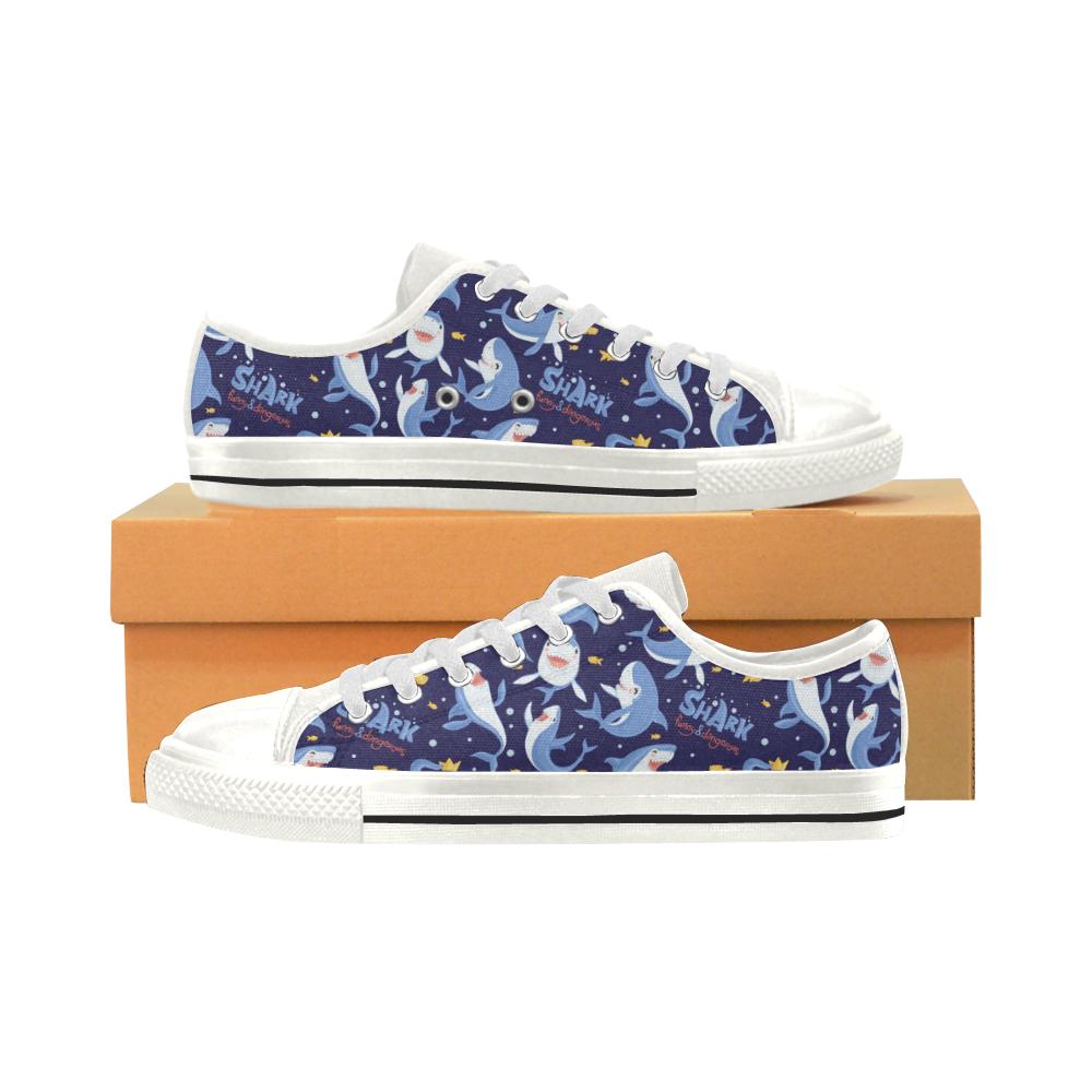 Shark Funny Pattern Women’s Low Top Shoes White