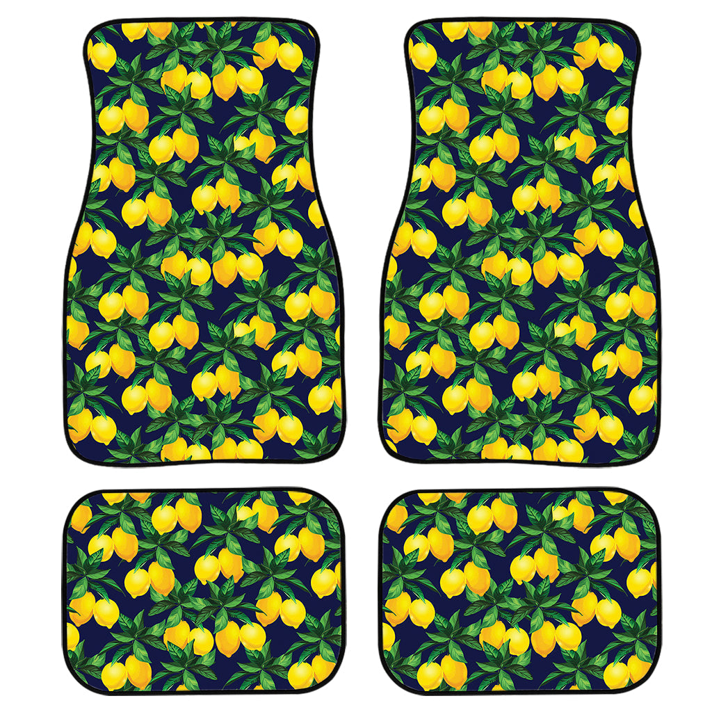 Tropical Lemon Pattern Print Front And Back Car Floor Mats, Front Car Mat