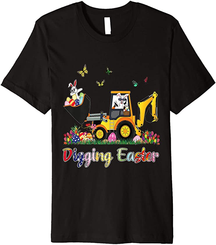 Digging Easter Bunny Toddler Boy Egg Hunt Tractor Excavator Premium T-Shirt