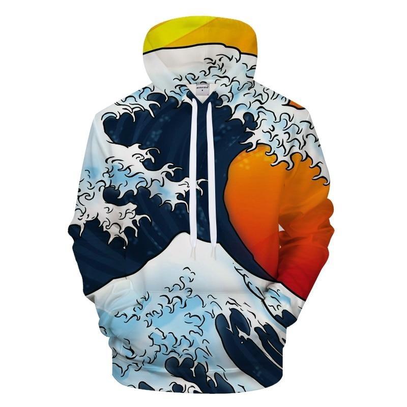 Great Wave Print Hoodie