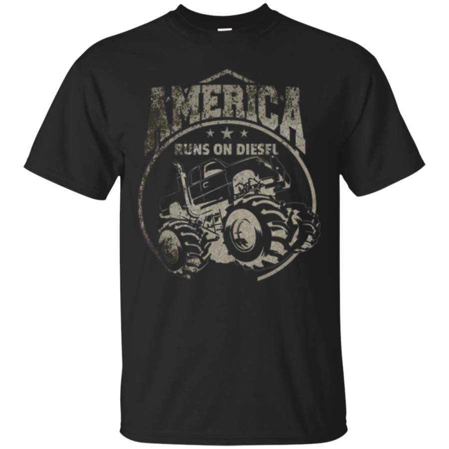 Vintage America Runs On Diesel Gear Grey Monster SUV T-Shirt