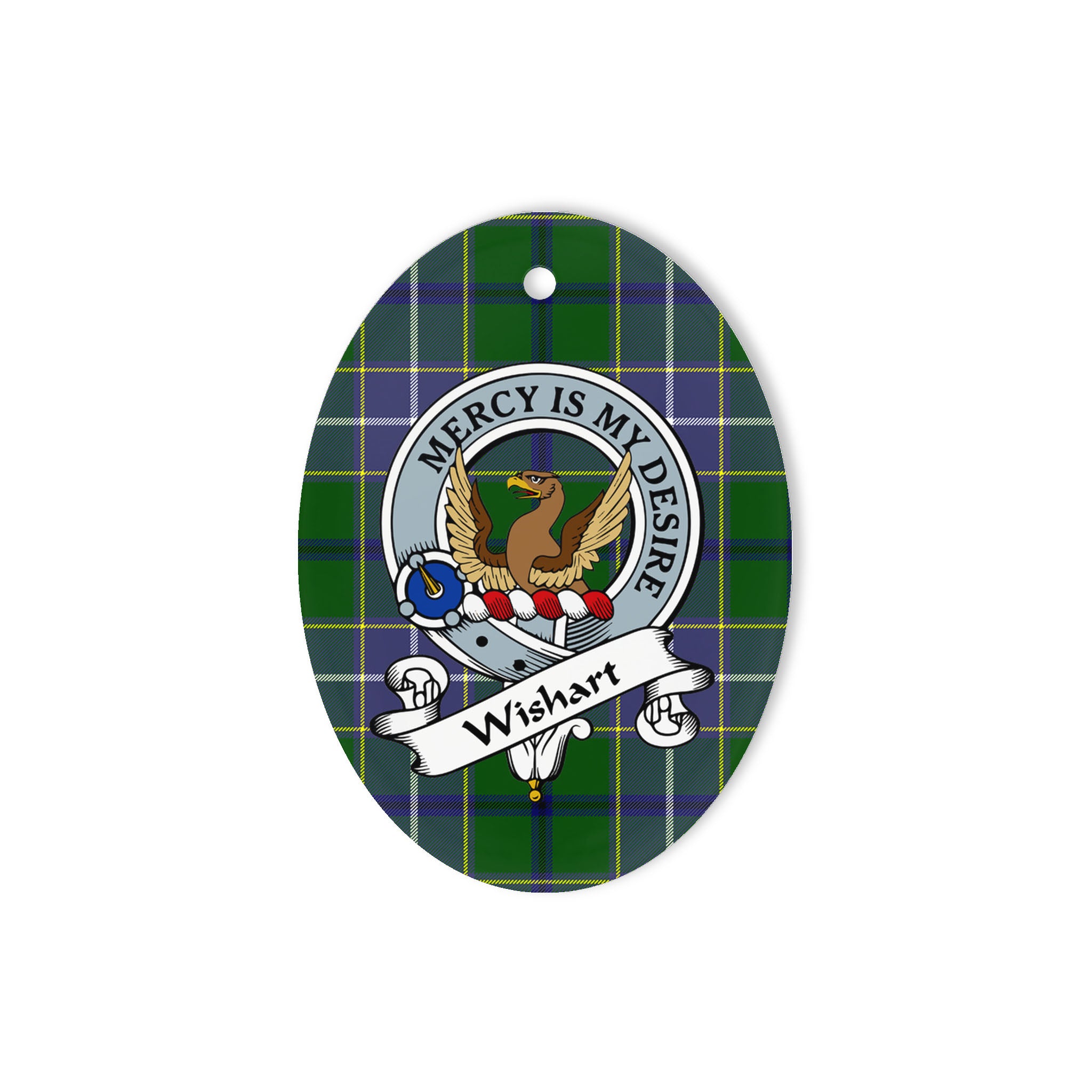 Wishart Scottish Clan Badge Plaid Ornament Gift. Christmas Tree Ornament Wishart Clan Tartan Ornament Great Christmas Ornaments Gift Oval Ornament