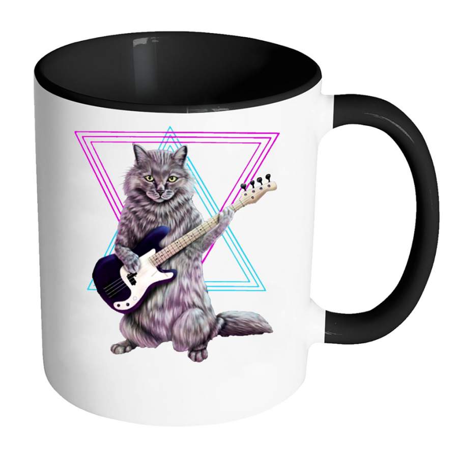 Cat Guitar Bass Kitten Lover B – Full-Wrap Coffee Colors Accent Mug