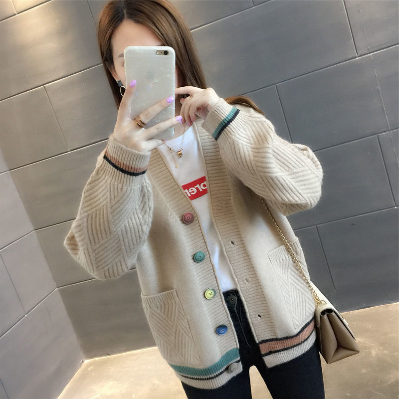 Autumn And Winter Women’s Cardigan Warm Knitted Sweater Jacket Pocket Solid Color Fashion Knitted Cardigan Jacket Loose Sweater alx