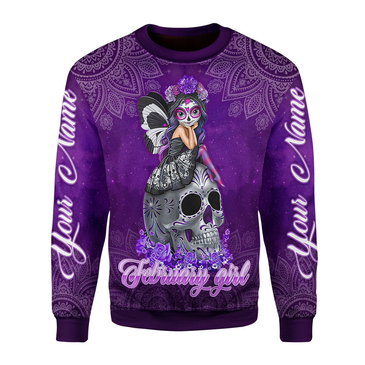 Customspig Personalized Ugly Sweater February Girl I Have Tattoos All Over Printed