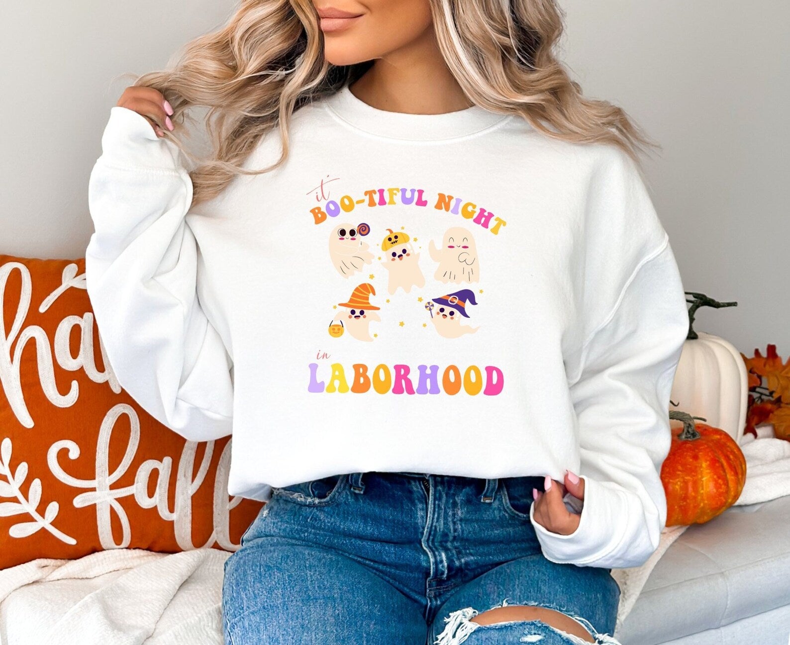 Bootiful Night Sweatshirt Halloween 2D Crewneck Sweatshirt All Over Print Sweatshirt For Women Sweatshirt For Men Sws4199