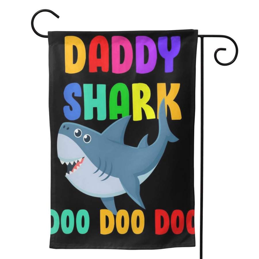 2 Pcs Garden Flag Colorful Daddy Shark Doo Doo Doo Poster 12.5″x18″ -Mothers Day, Birthday Gifts for Mom, Dad, Wife, Husband, Daughters, Grandma, Friends