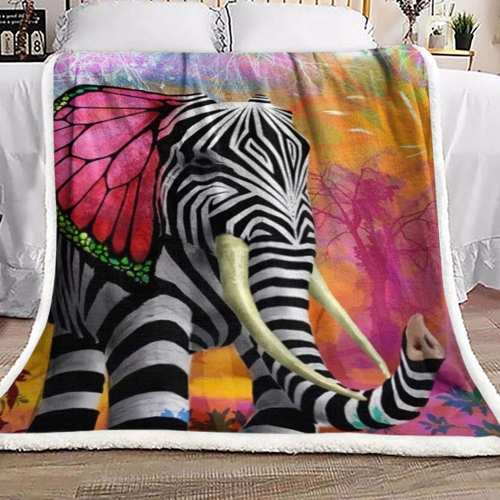 Elephant Zebra Fleece Blanket All Over Prints