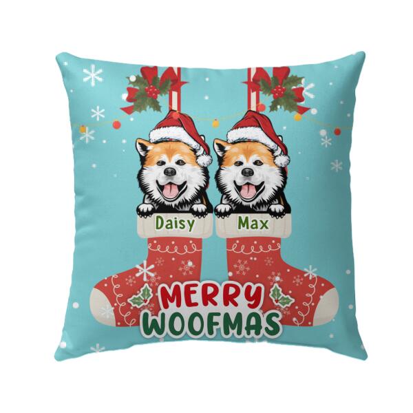 Personalized Pillow, Merry Woofmas, Christmas Gift For Dog Lovers