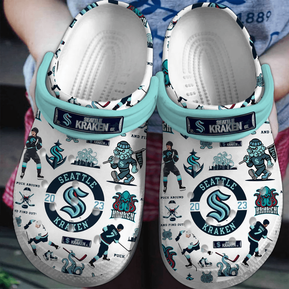 Seattle Kraken Ice hockey team NHL Sport Crocs Clogs Crocband Shoes Comfortable For Men Women and Kids 2