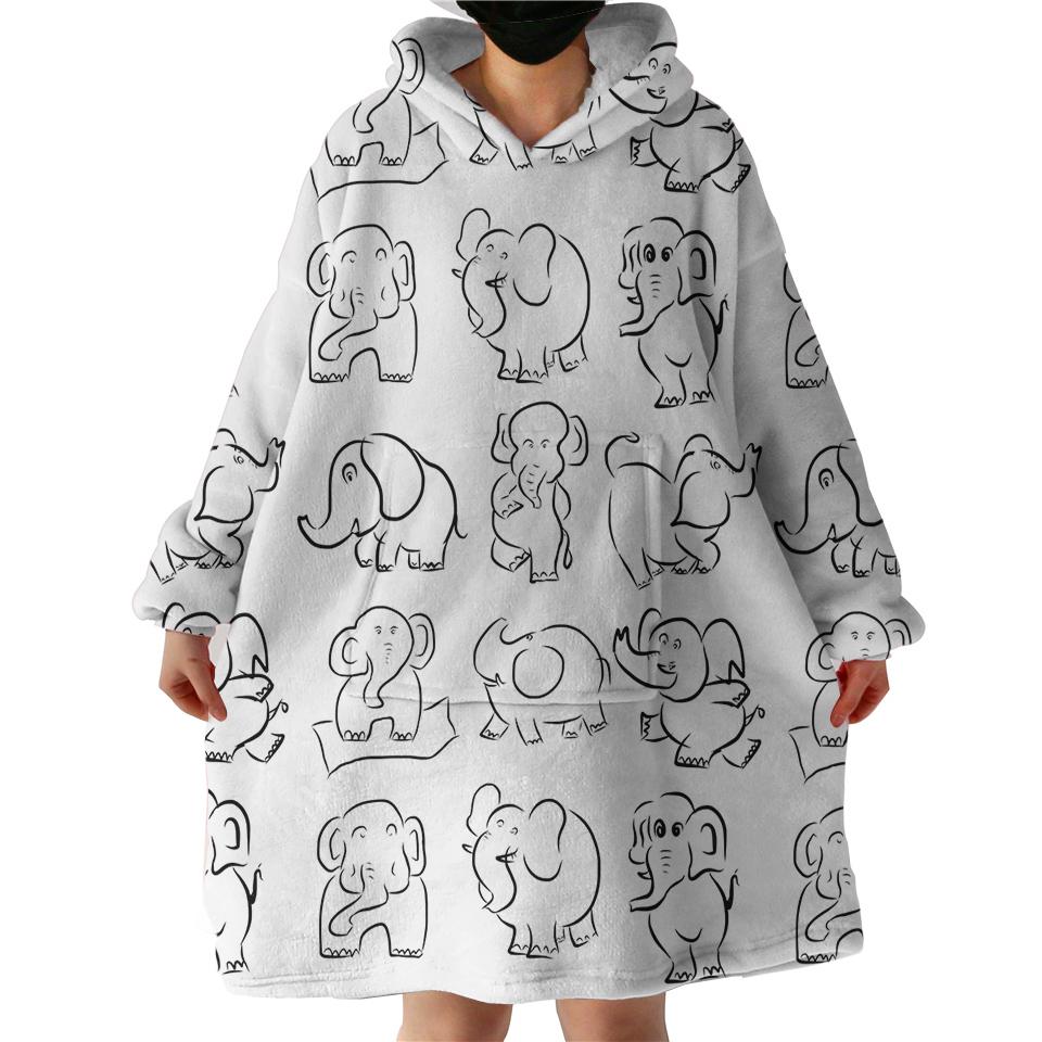 Elephants Swlf2001 Hoodie Wearable Blanket