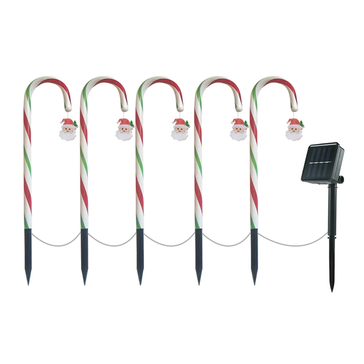 Solar Power Light Christmas Candy Cane Light Outdoor LED Garden Ground Plug Crutch New Year Room Decor Warm Atmosphere Light alx