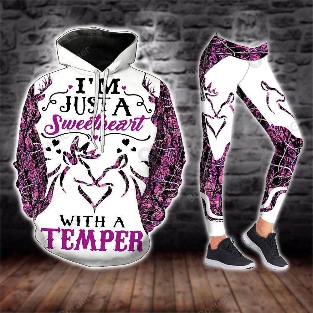 Temper Pink Camo Deer Legging and Hoodie Set