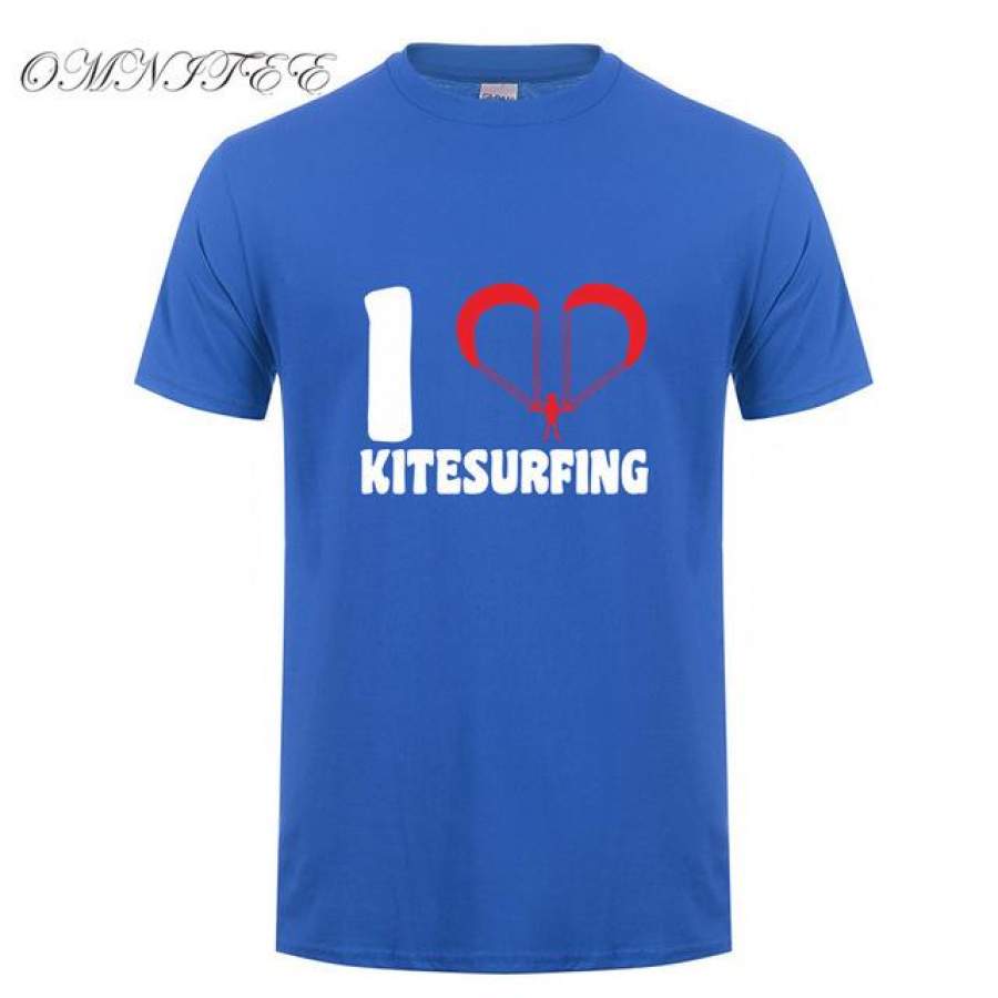Summer Men T Shirts I Love Kitesurfing T-shirt Casual Cotton Short Sleeve Men Clothing Tops