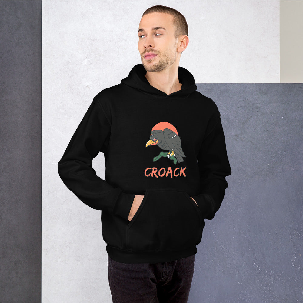 Hoodie Mens Crow Printed Long Sleeve Streetwear