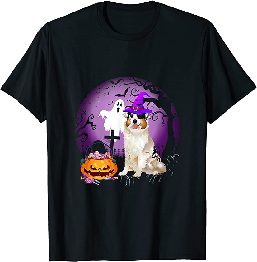 Australian Shepherd Dog Candy Pumpkin Halloween Lover T-Shirt