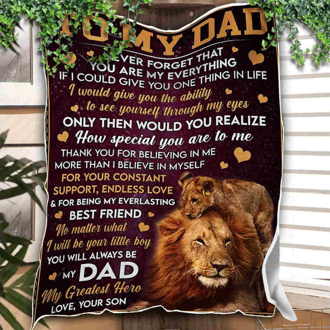 To My Dad Blanket Lion Blanket From Son,Fleece Blanket Gift For Father Family Home Decor Bedding Couch Sofa Soft And Comfy Cozy