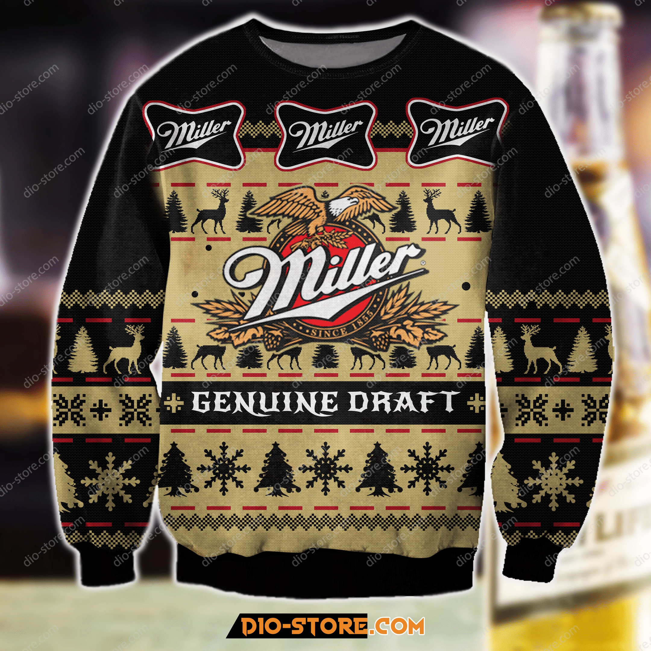 3D All Over Print Miller Genuine Draft Beer Ugly Christmas Sweater 2021