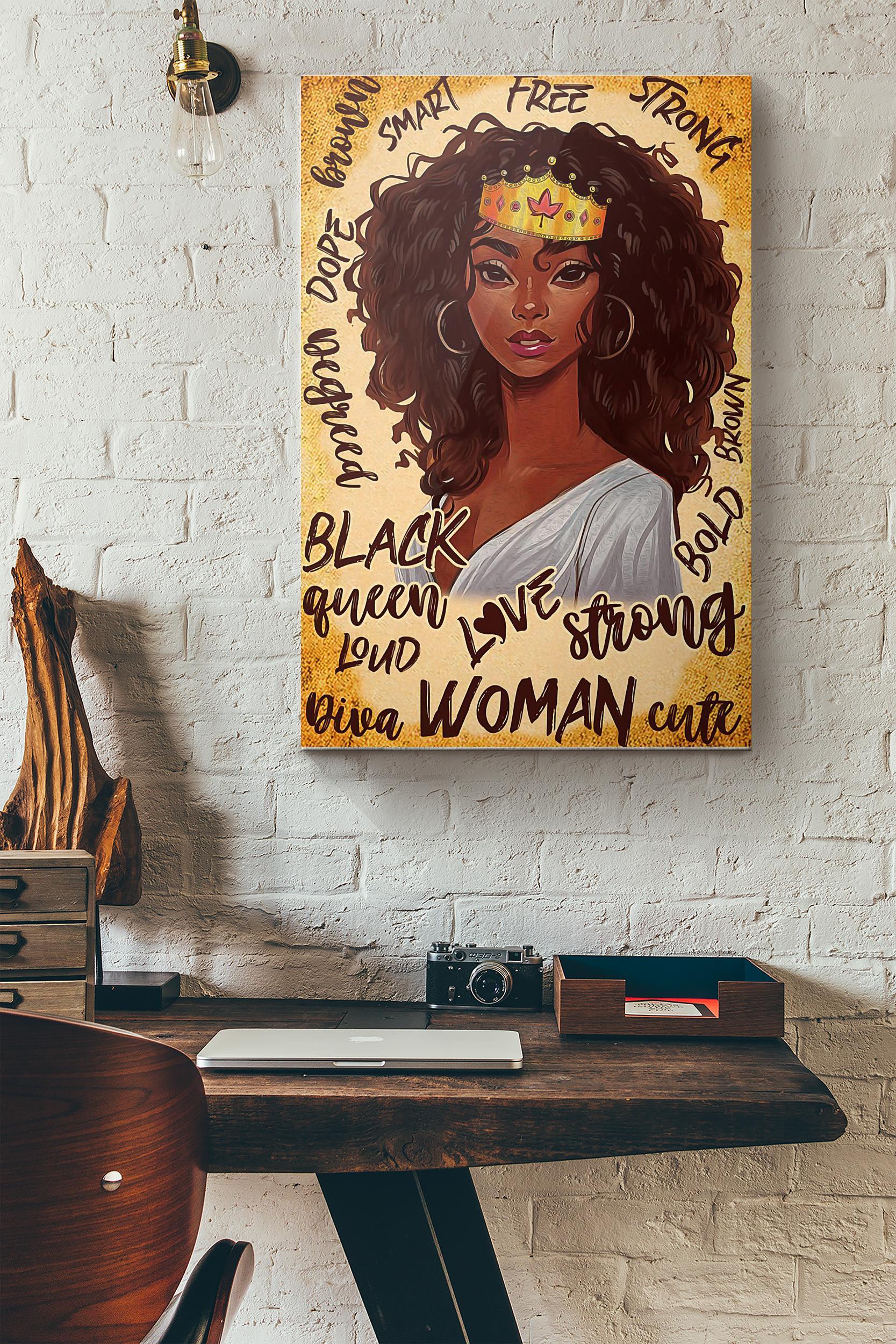 Black Queen Strong Free Smart Diva Loud Poster Wrapped Canvas