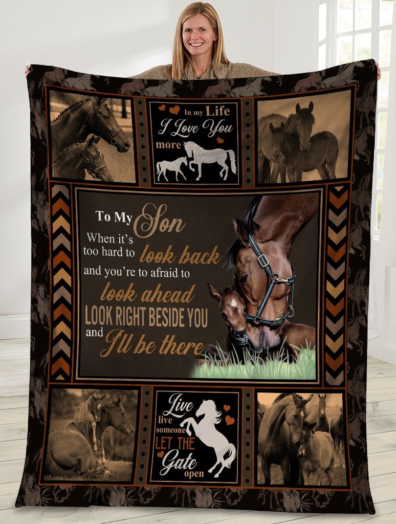 To My Son, Gift For Son, Birthday Gift For Him Son, To My Son Horse Fleece Blanket