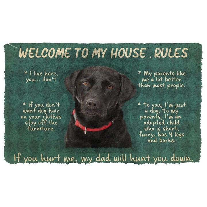 Waybackapparel Labrador Retriever Welcome To My House Rules Custom 3D Doormat