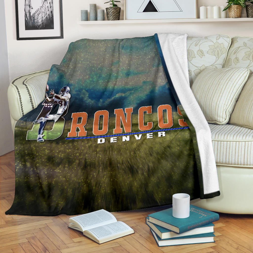 Denver American Football Broncos Demaryius 88 Catching Rugby Ball Fleece Blankets