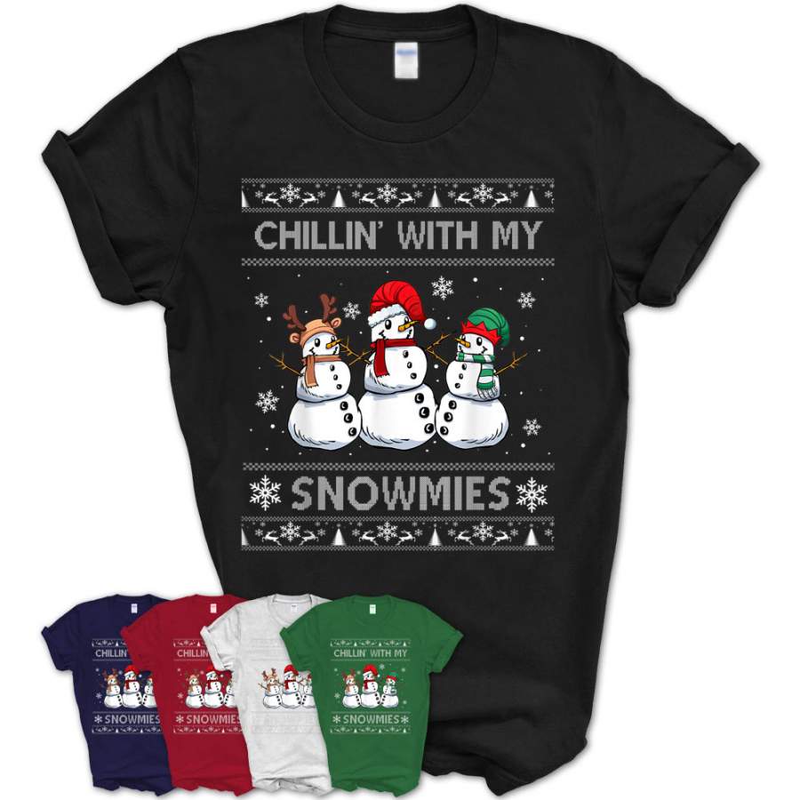 Chillin With My Snowmies Funny Ugly Christmas Pajama Xmas T-Shirt – Teezou Store