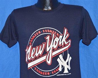 80s New York Yankees Navy Blue Vintage T-shirt 6816