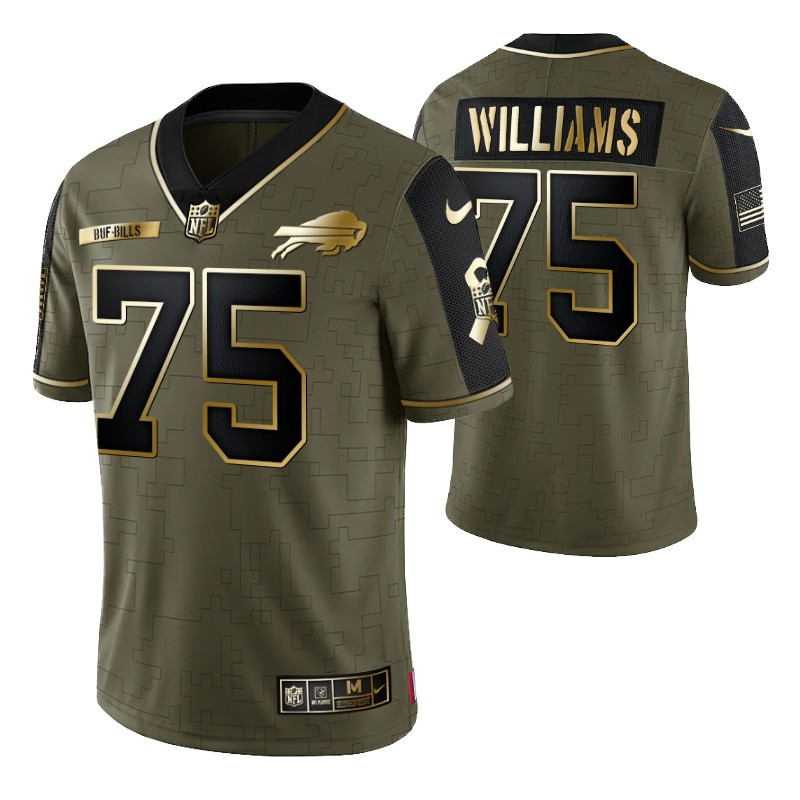 Buffalo Bills Daryl Williams 75 2021 NFL Golden Brandedition Olive Jersey Gift For Bills Fans