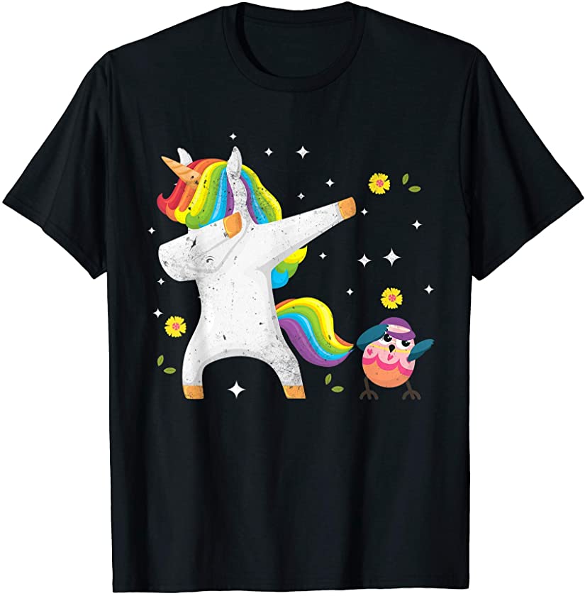 Cute Dabbing Unicorn Bunny Egg Easter Day T-Shirt