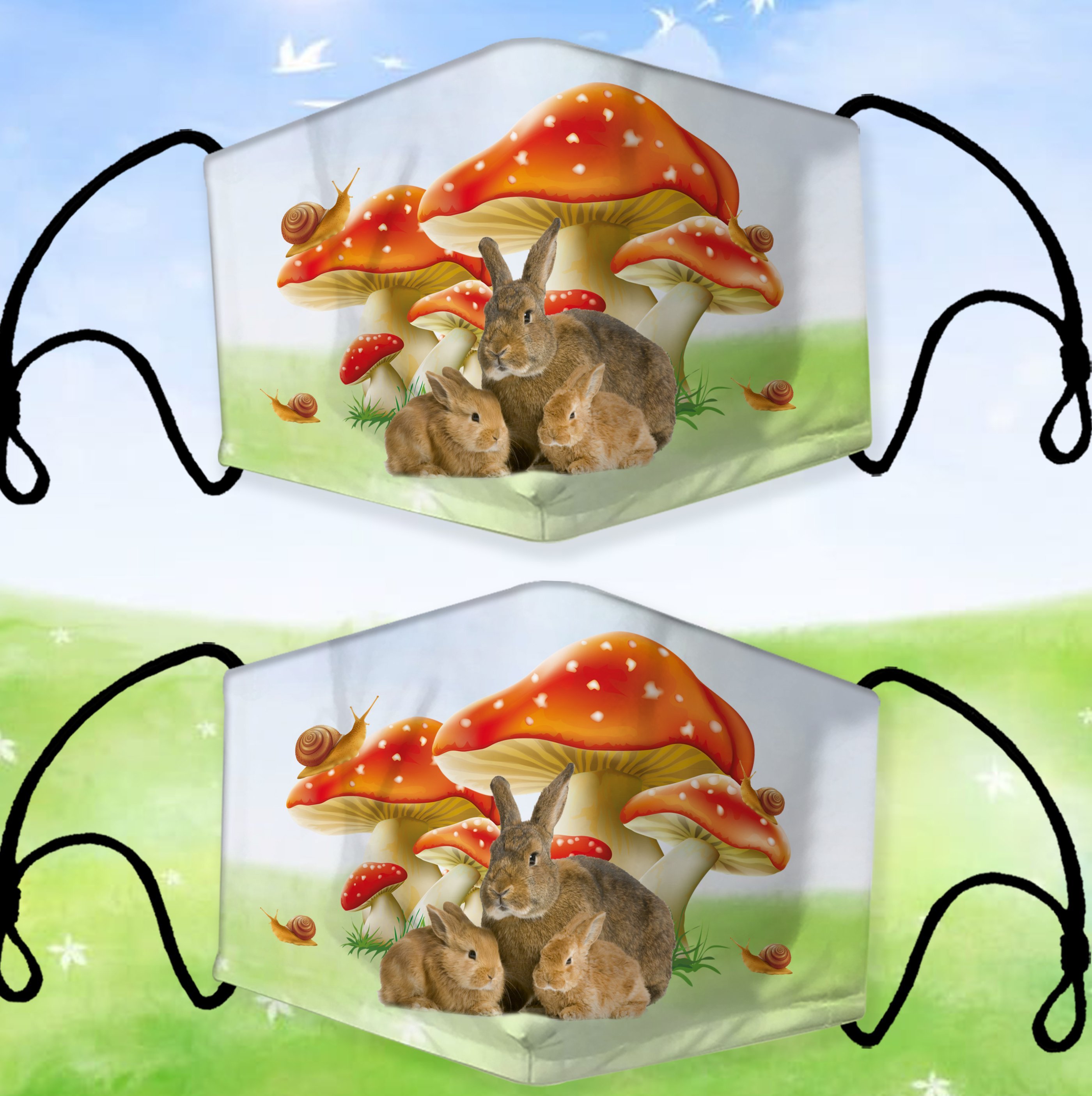 Rabbit Mushroom House All Over Print Adjustable Mask