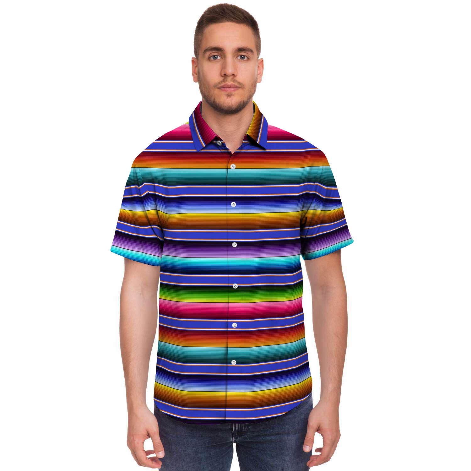 Baja Serape Mexican Men’S Short Sleeve Shirt